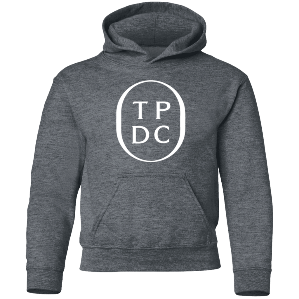 TPDC Logo White Print Grey Youth Hoodie
