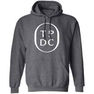 TPDC Logo White Print Grey Adult Hoodie
