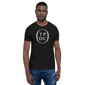TPDC Logo White Print Black Adult Tee